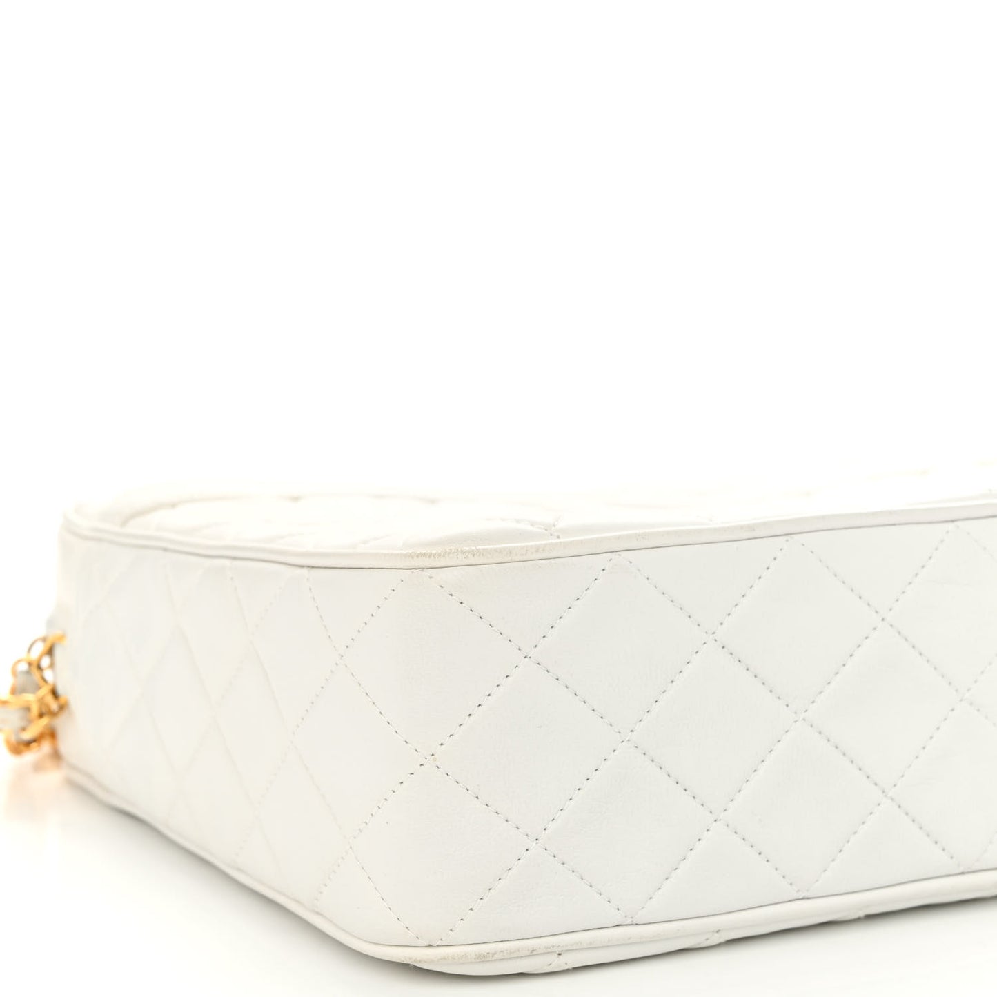 Lambskin Quilted Tassel Camera Case White