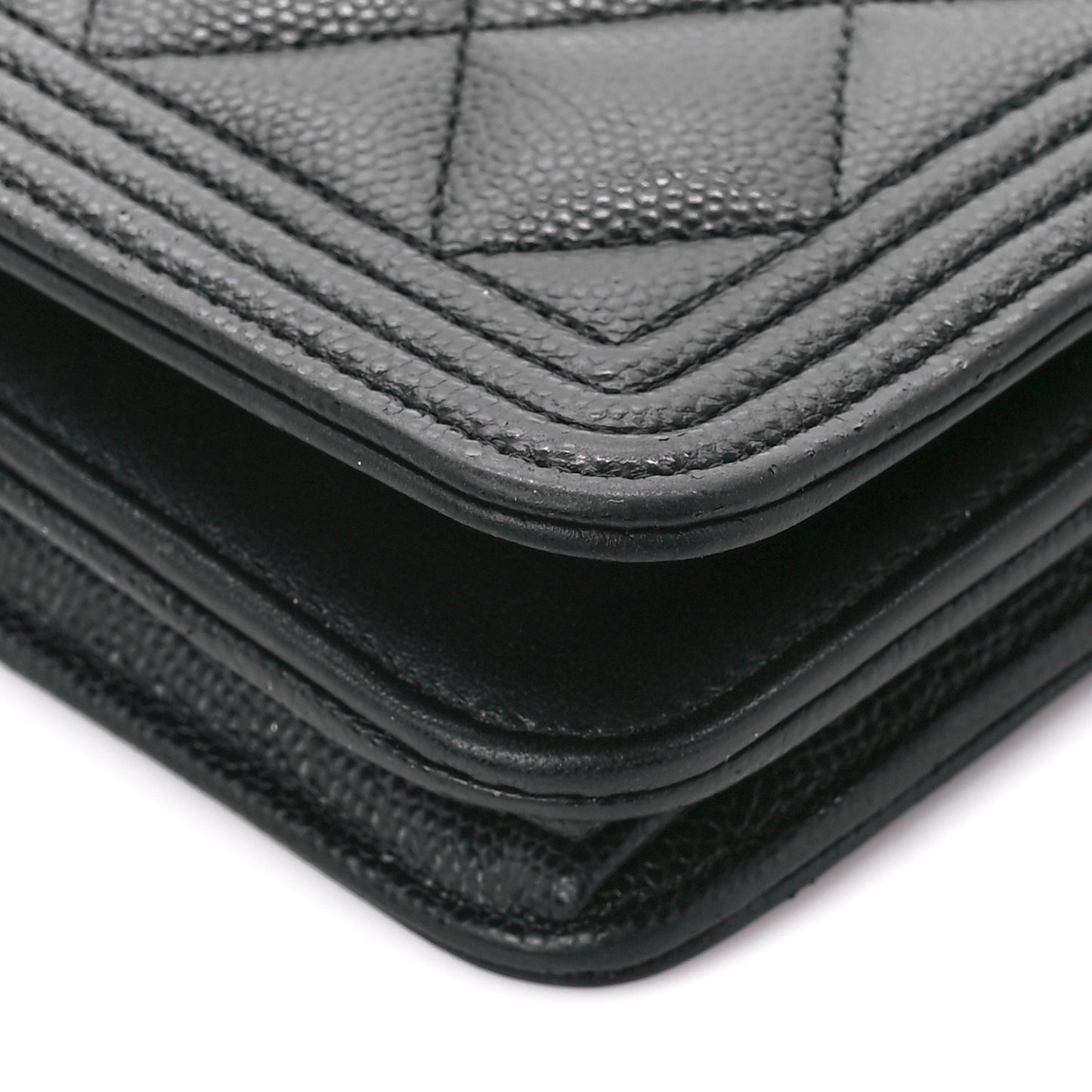 Caviar Quilted Boy Wallet On Chain WOC Black