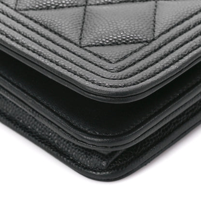 Chanel Caviar Quilted Boy Wallet On Chain WOC Black 11 of 12
