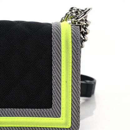 Chanel Canvas Quilted Small Fluo Boy Flap Black Grey Yellow 14 of 18