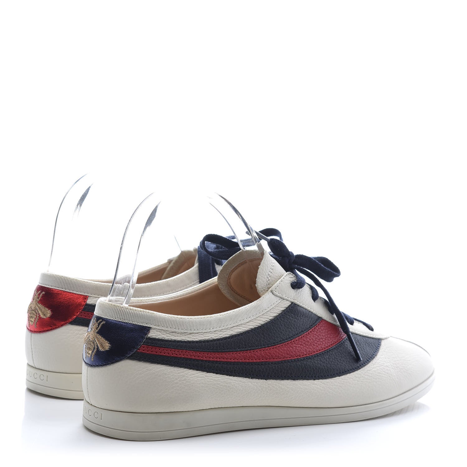 Gucci Calfskin Mens Web Falacer Sneakers 6.5 White Blue 6 of 9