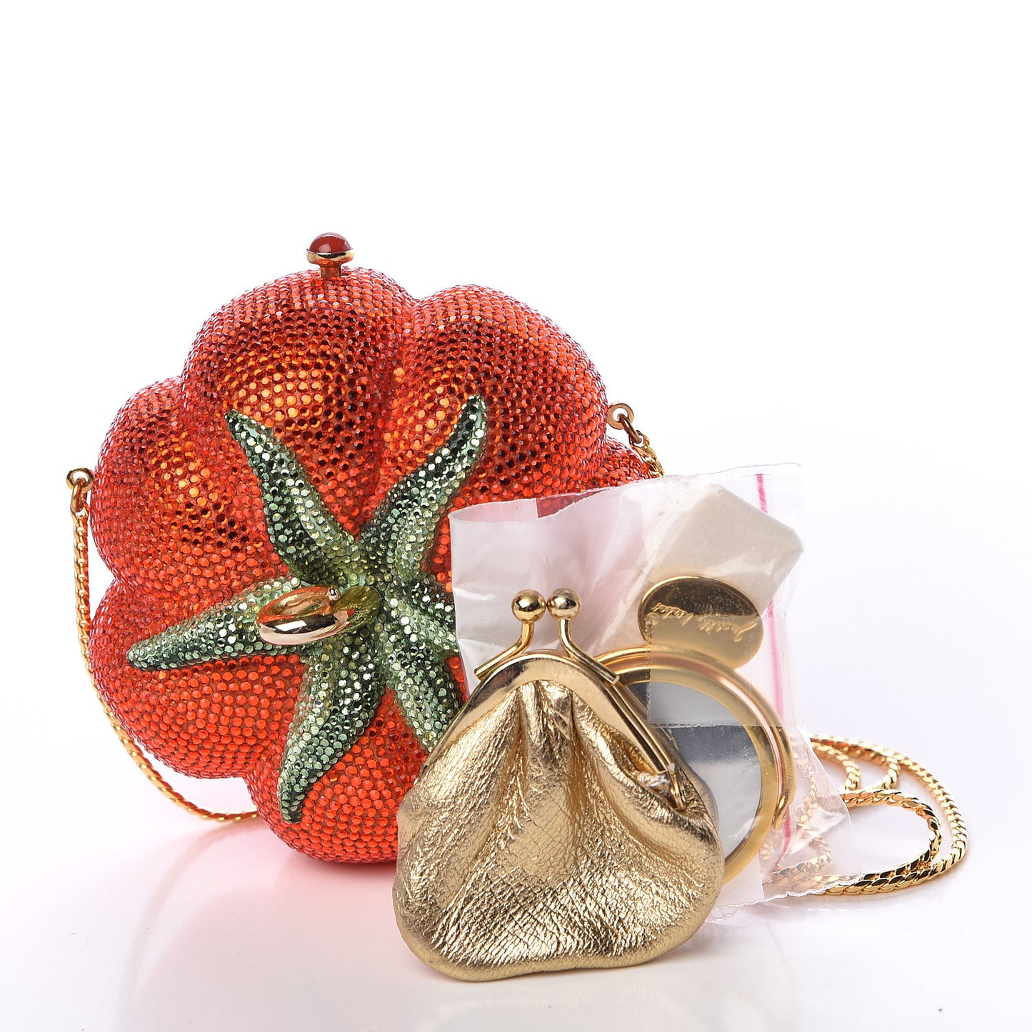 Swarovski Crystal Tomato Minaudiere Clutch Red