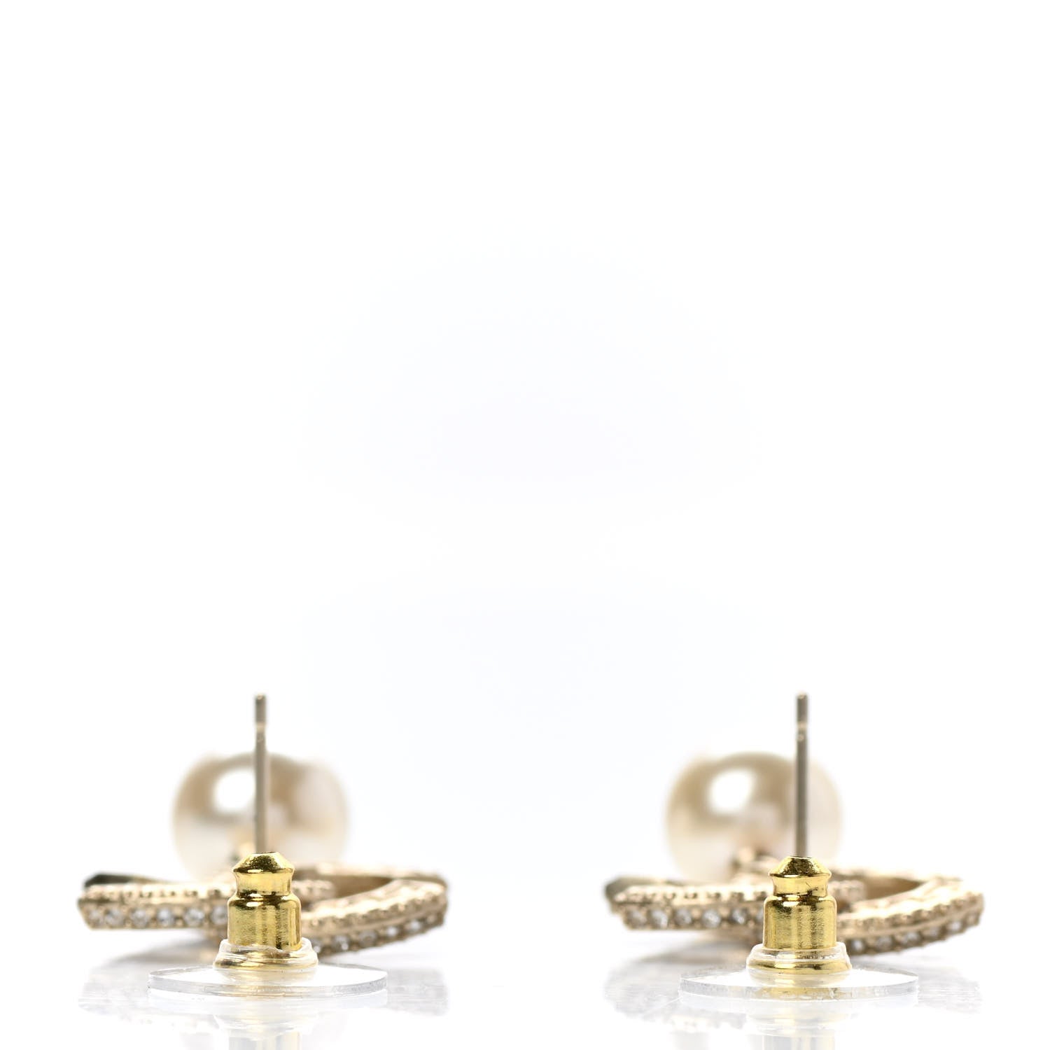 Chanel Crystal Pearl CC Drop Earrings Gold 3 of 4