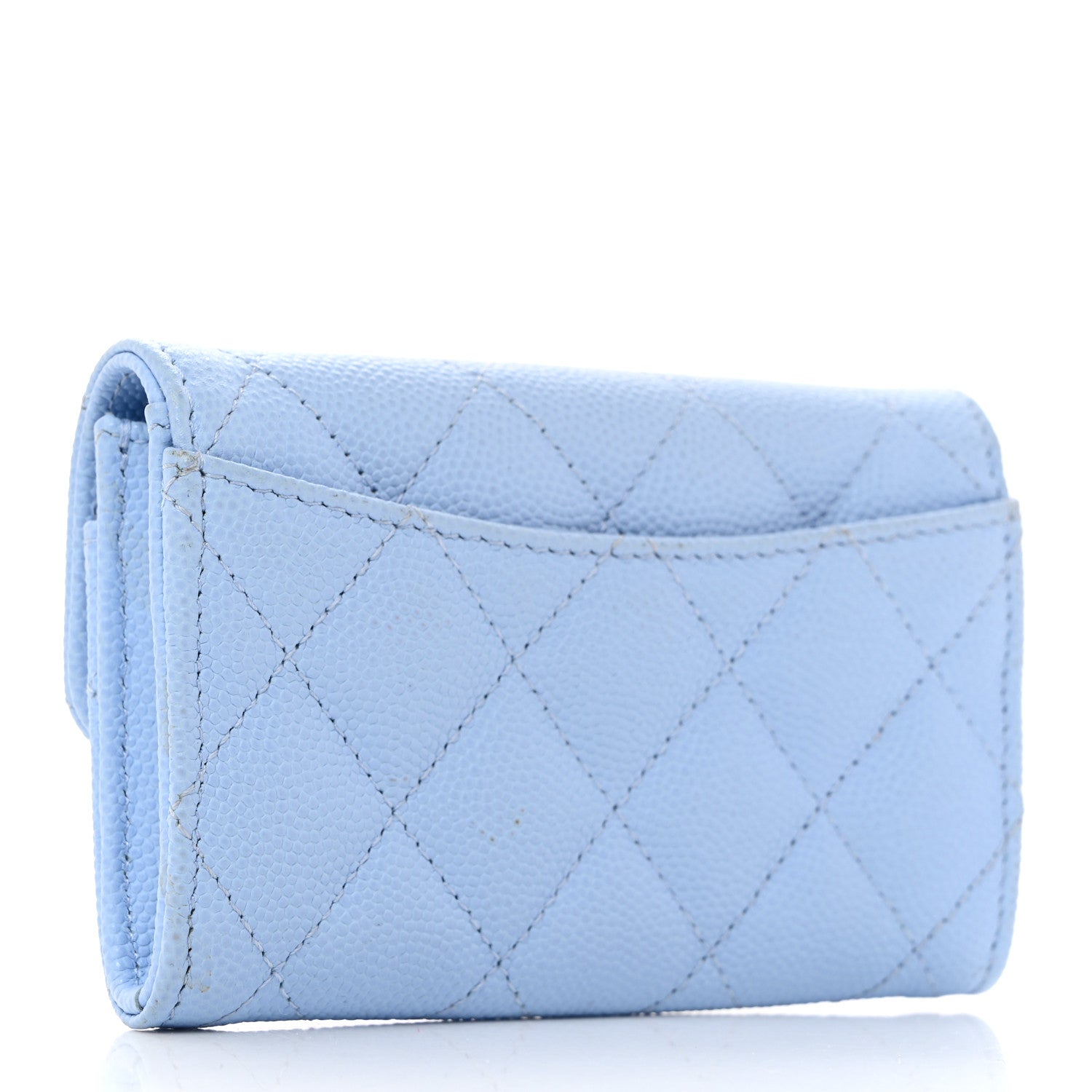 Chanel Caviar Quilted Flap Card Holder Wallet Light Blue 3 of 10