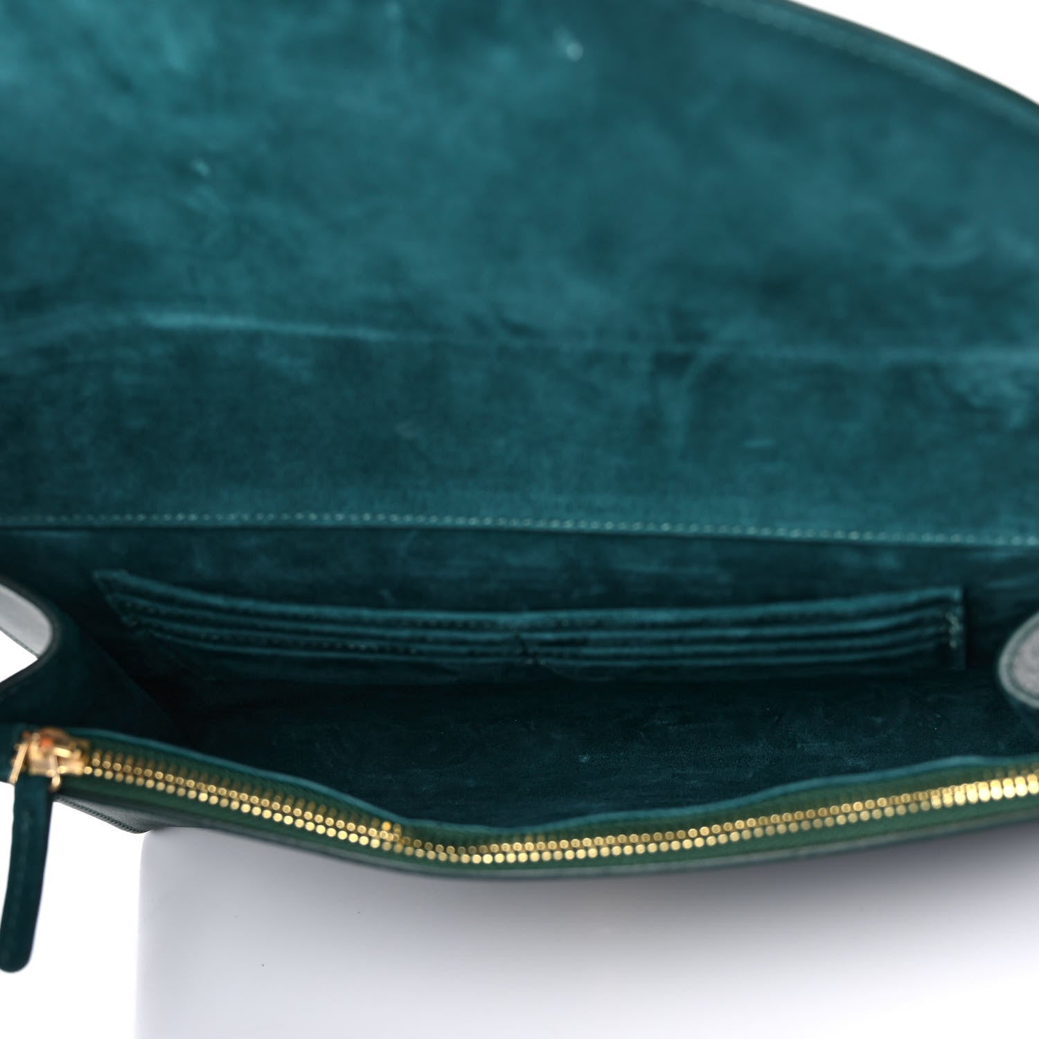 Mansur Gavriel Calfskin Envelope Flat Clutch Dark Green 5 of 13