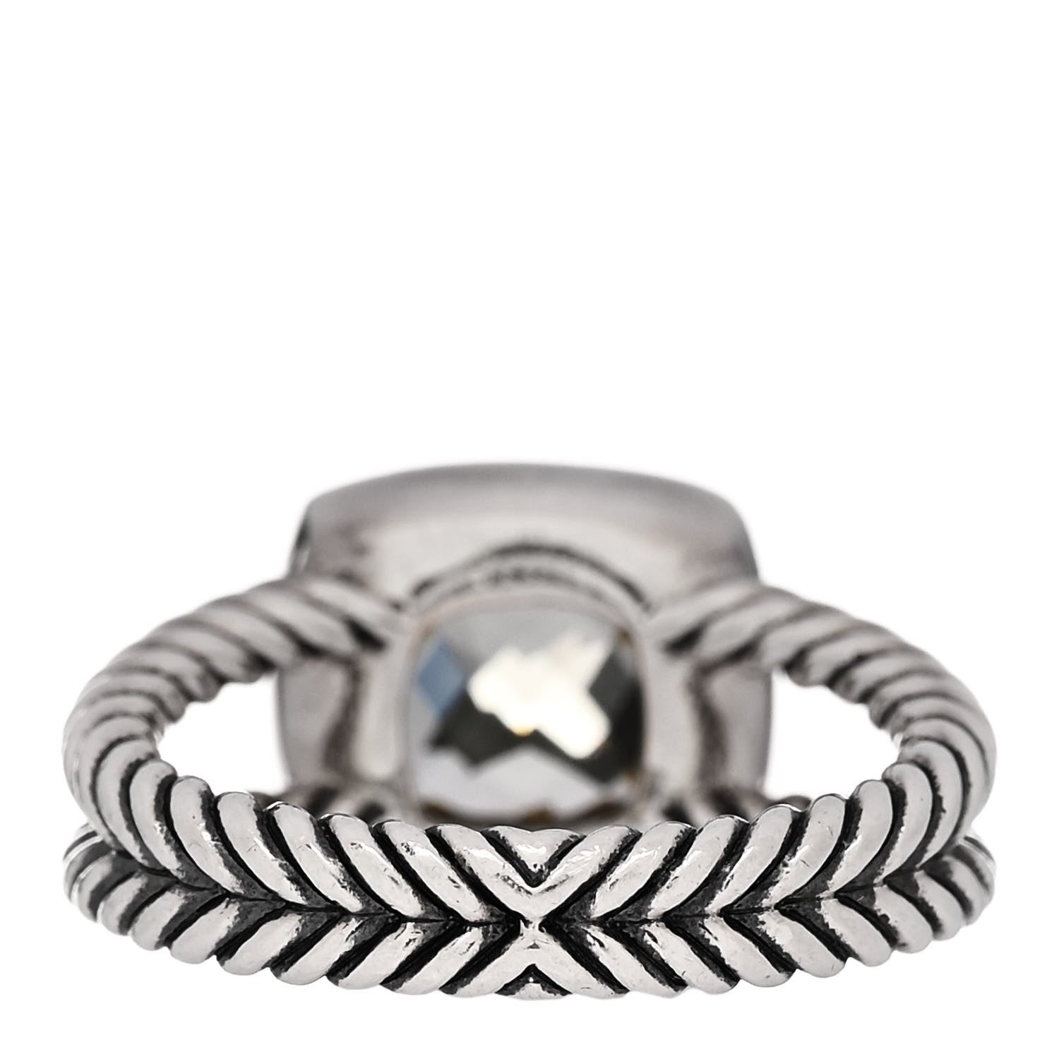 David Yurman Sterling Silver Diamond Prasiolite 7mm Petite Albion Ring 52 6 4 of 6