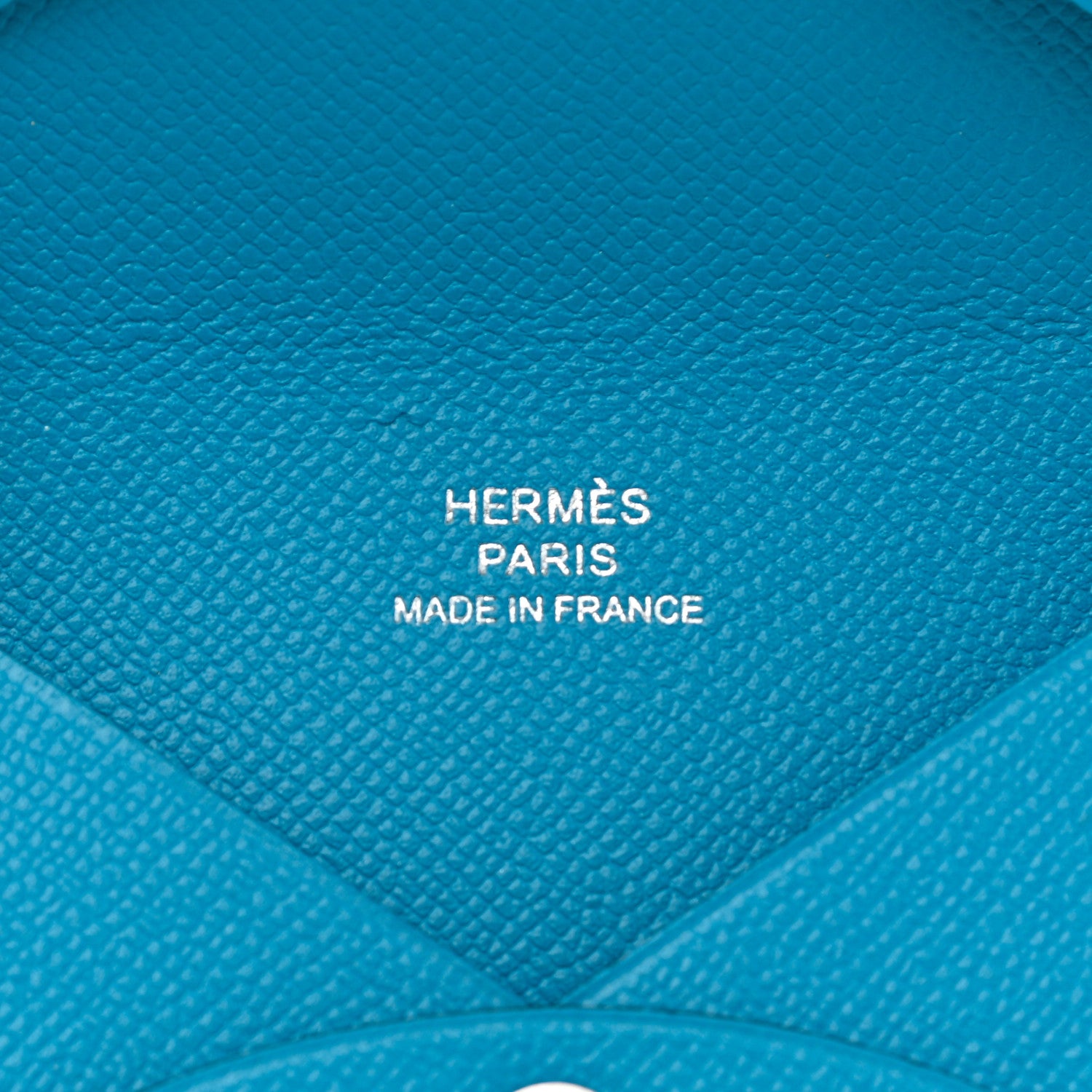 Hermes Epsom Calvi Card Case Bleu Frida 6 of 7