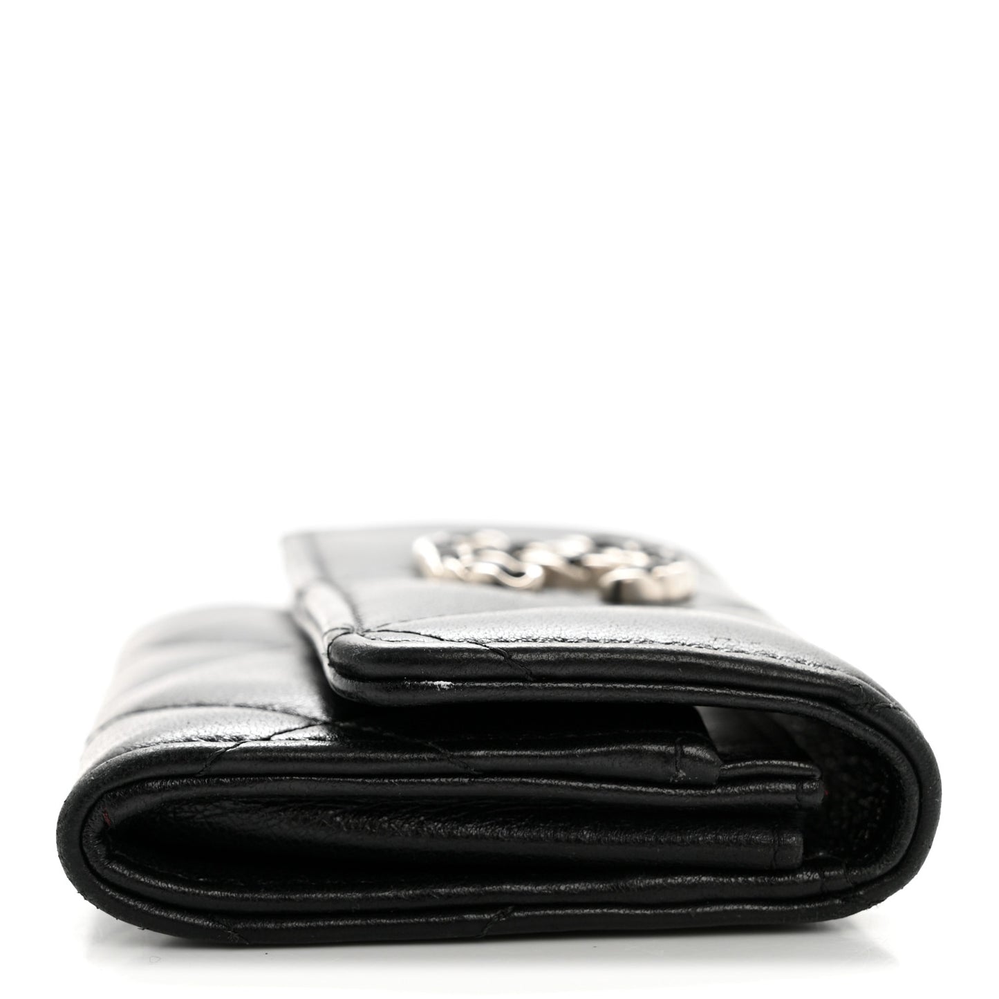 Lambskin Quilted Chanel 19 Flap Card Holder Black