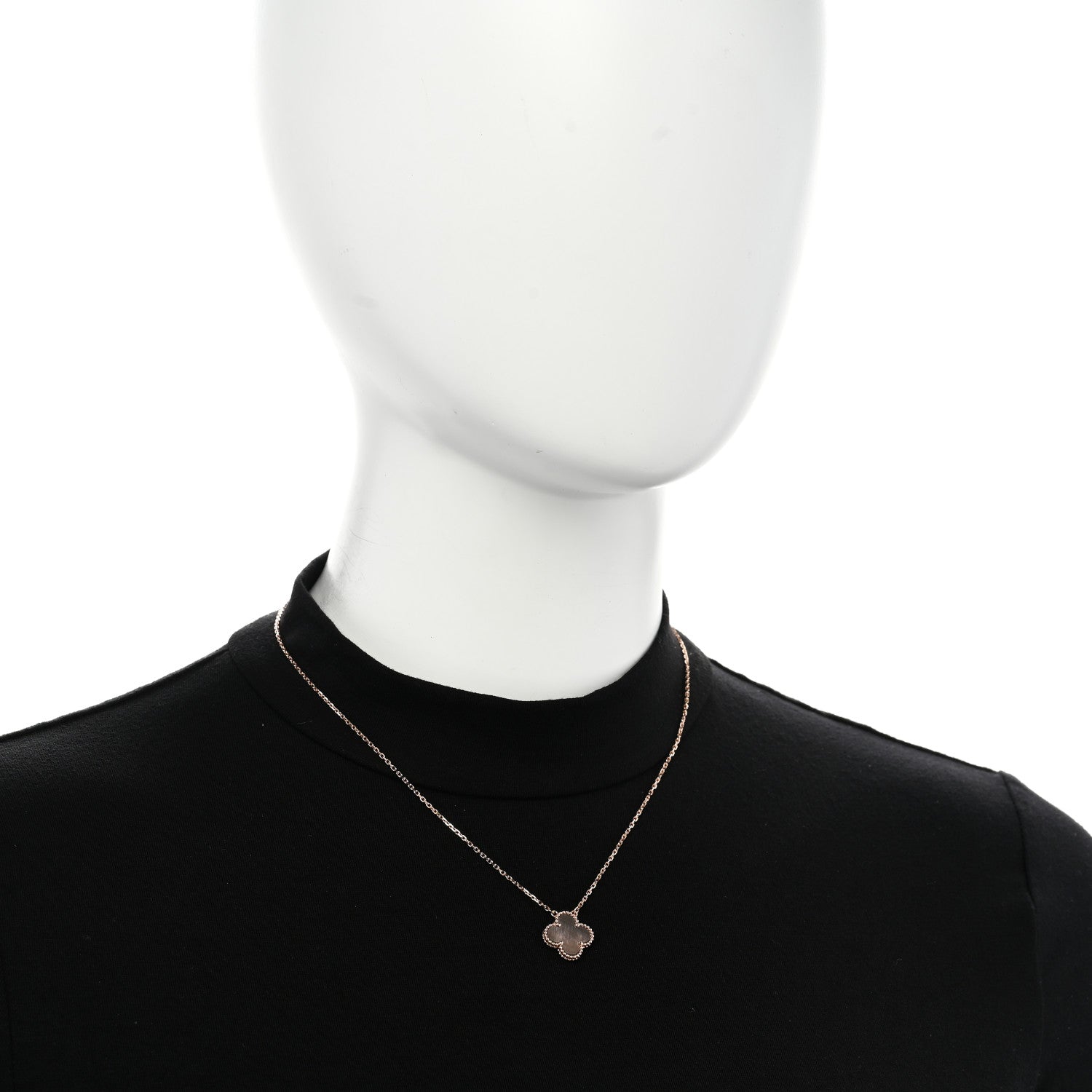 Van Cleef & Arpels 18K Rose Gold Gray Mother of Pearl Vintage Alhambra Pendant Necklace 2 of 5