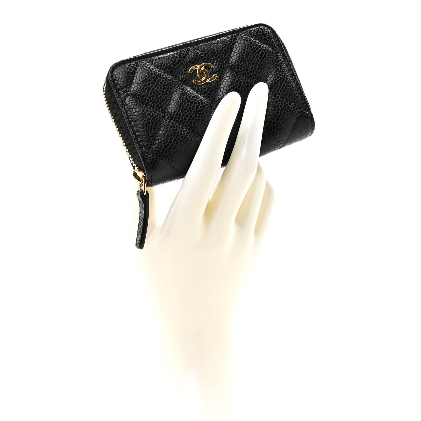 Caviar Quilted Zip Coin Purse Black