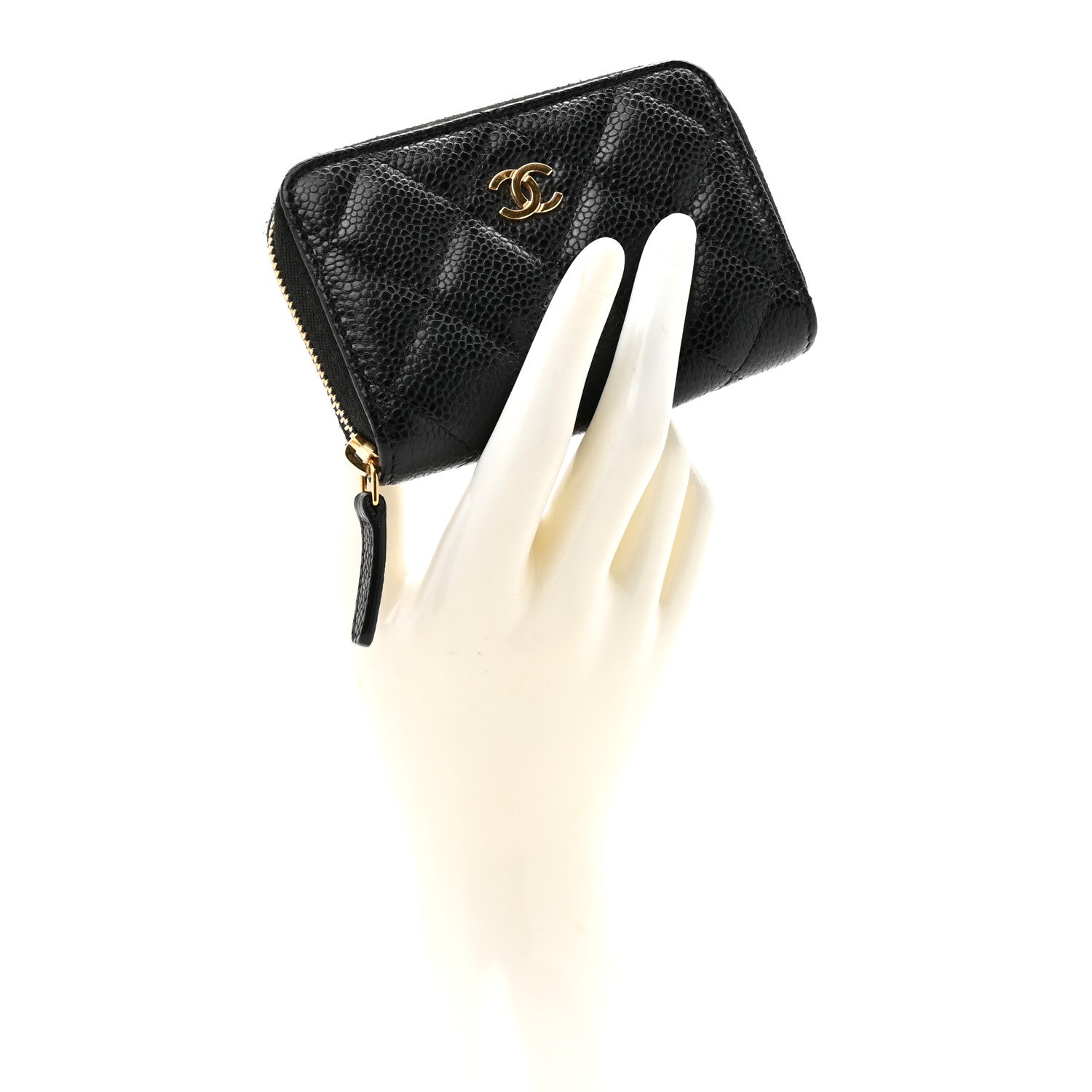 Chanel Caviar Quilted Zip Coin Purse Black 2 of 8