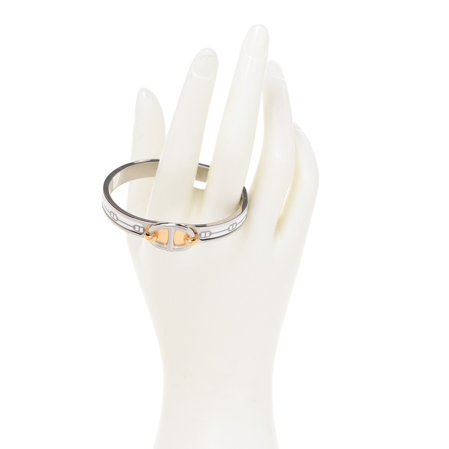 Hermes Enamel Mini Farandole Clic Chaine D'Ancre Bracelet Platine White 2 of 6