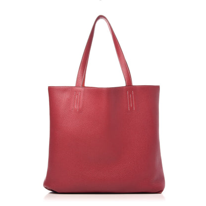 Hermes Taurillon Clemence Double Sens 45 Reversible Tote Rubis Bougainvillea 3 of 9