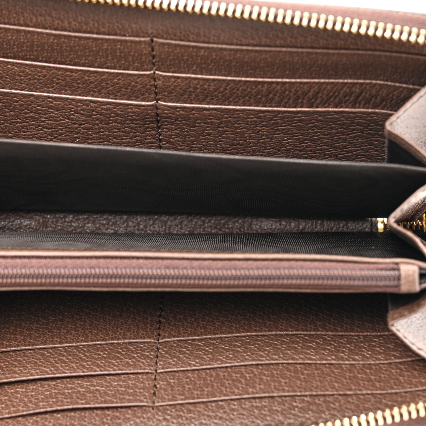 GG Supreme Monogram Web Ophidia Zip Around Wallet Brown