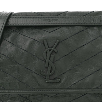 Saint Laurent Crinkled Lambskin Matelasse Monogram Medium Niki Chain Satchel Military Olive 8 of 10