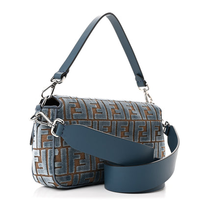 Fendi Velvet Jacquard FF Crystal Embossed Baguette Anice 3 of 11