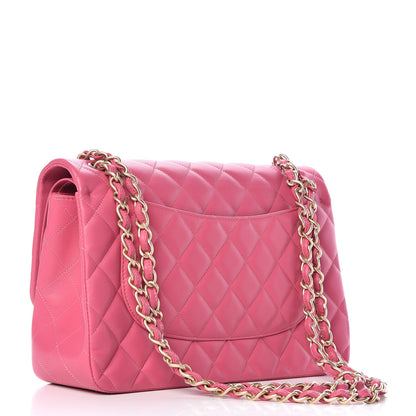 Chanel Lambskin Quilted Jumbo Double Flap Dark Pink 3 of 11