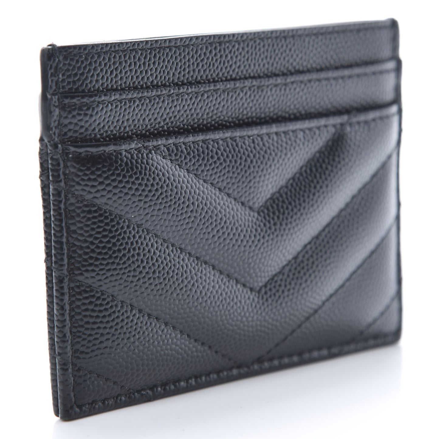 Grain De Poudre Matelasse Chevron Monogram Credit Card Case Black