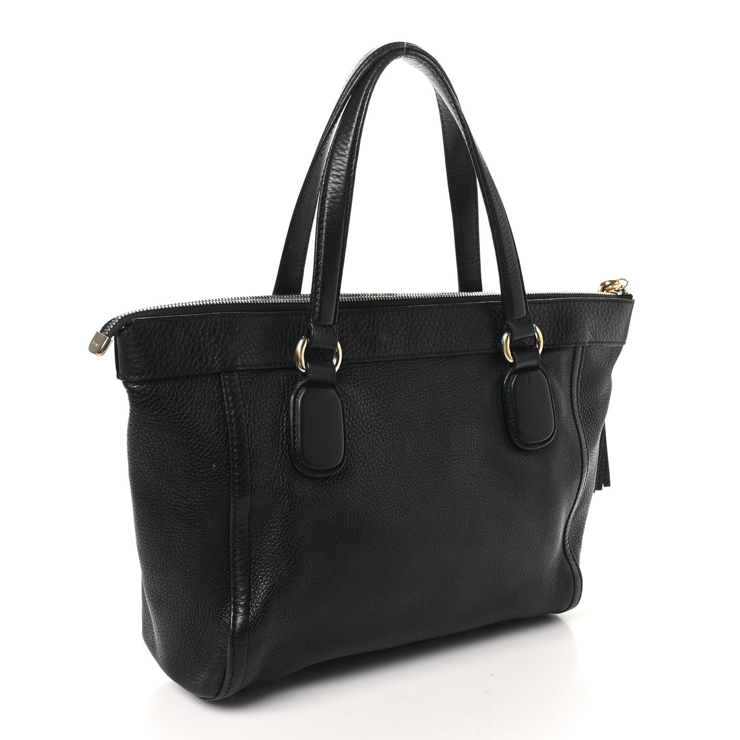 Pebbled Calfskin Small Soho Top Handle Bag Black