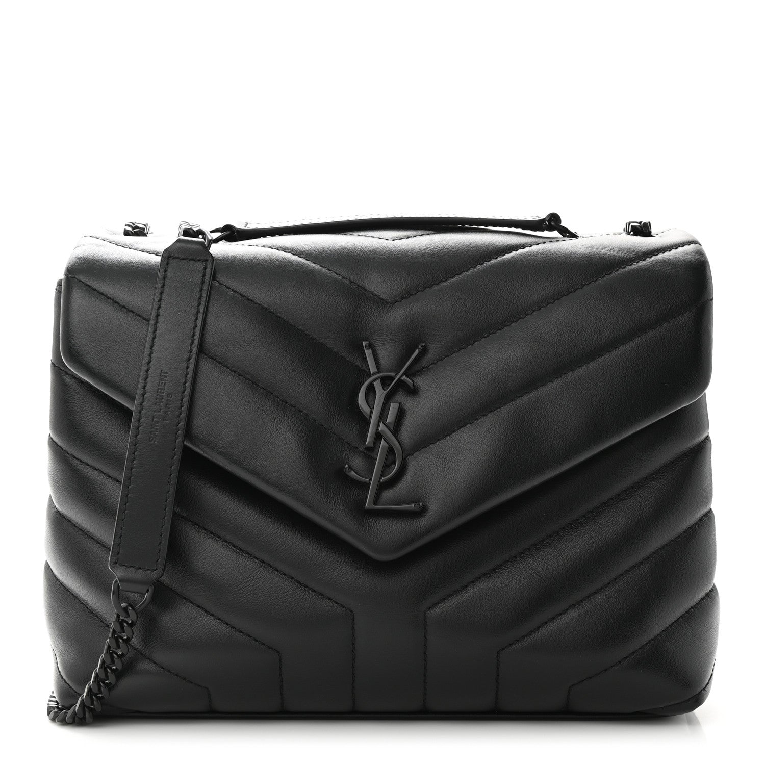 Saint Laurent Calfskin Y Quilted Monogram Monochrome Small Loulou Chain Satchel Black 1 of 9