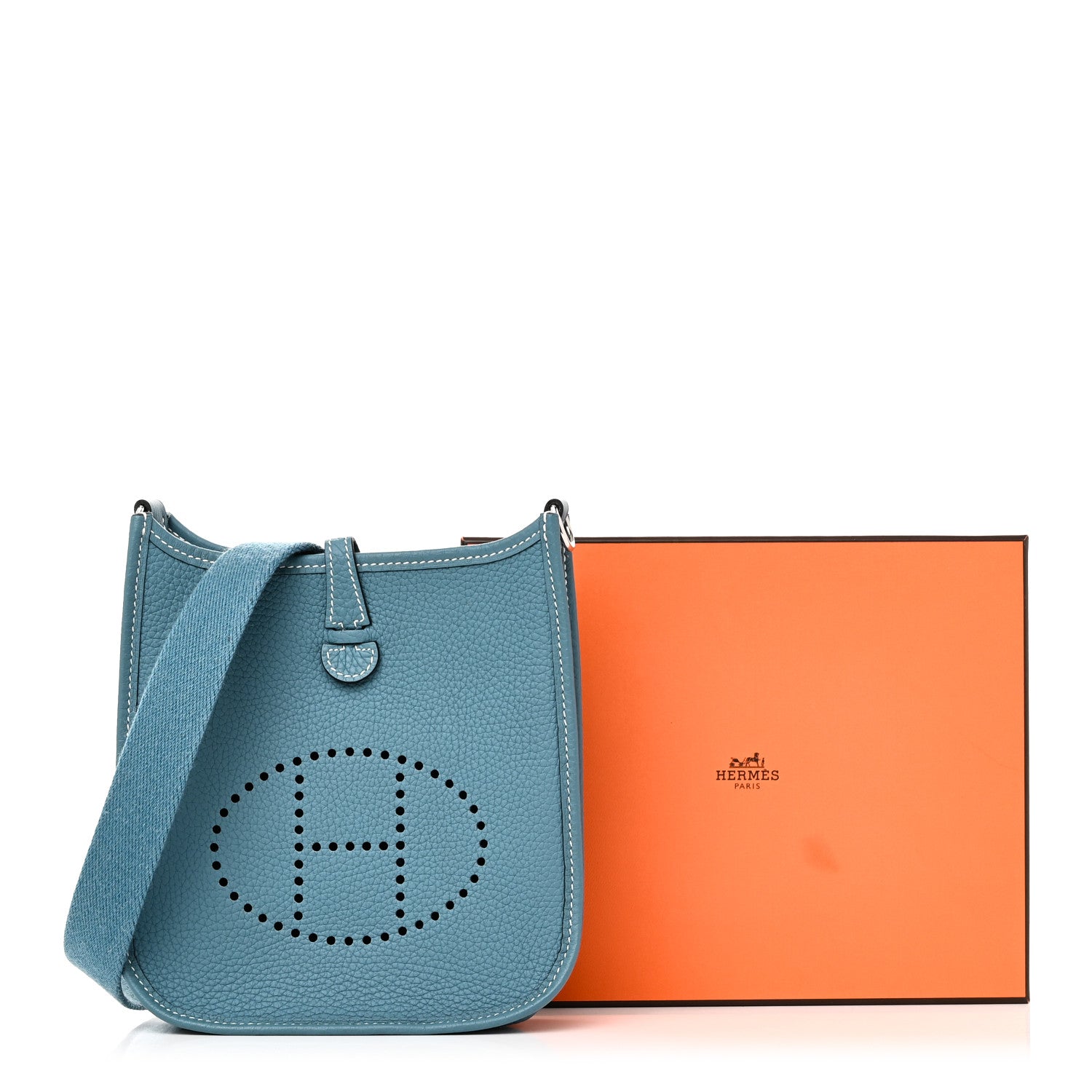 Hermes Taurillon Clemence Evelyne TPM New Blue Jean 11 of 11