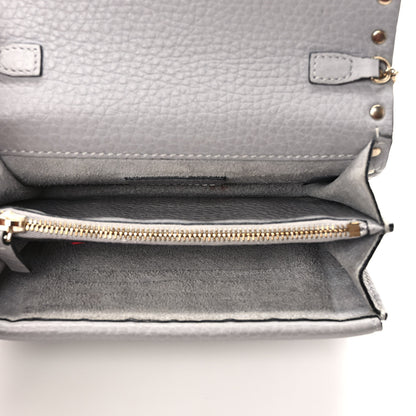 Valentino Garavani Pebbled Calfskin Rockstud Wallet On Chain Pastel Grey 5 of 10