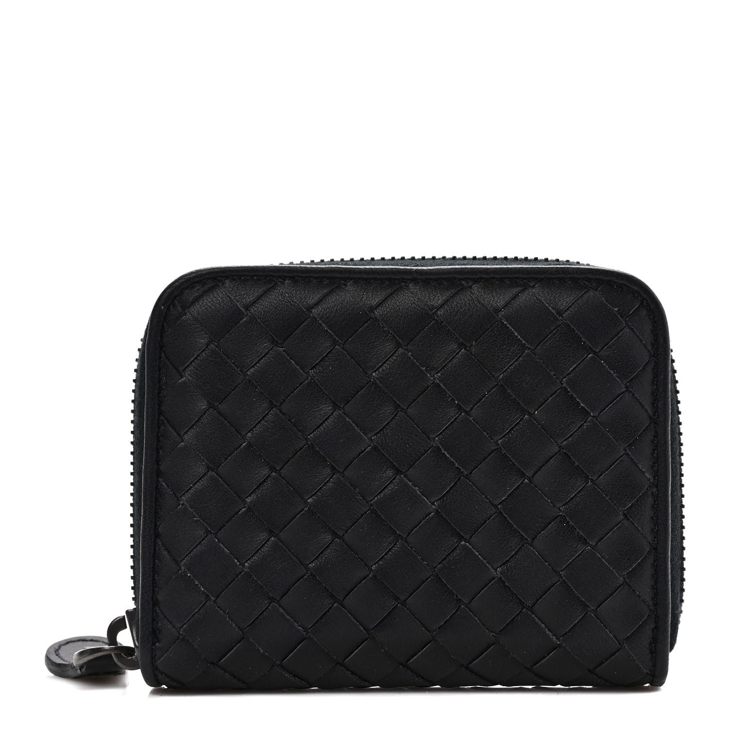 Bottega Veneta Nappa Intrecciato Zip Around Card Holder Navy 1 of 6