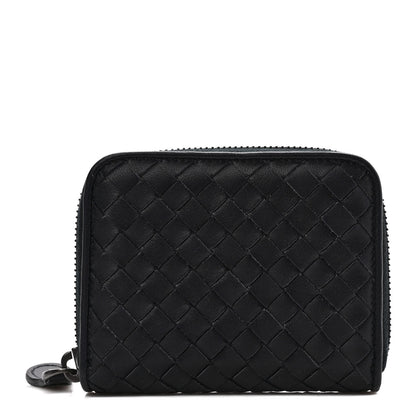 Bottega Veneta Nappa Intrecciato Zip Around Card Holder Navy 1 of 6