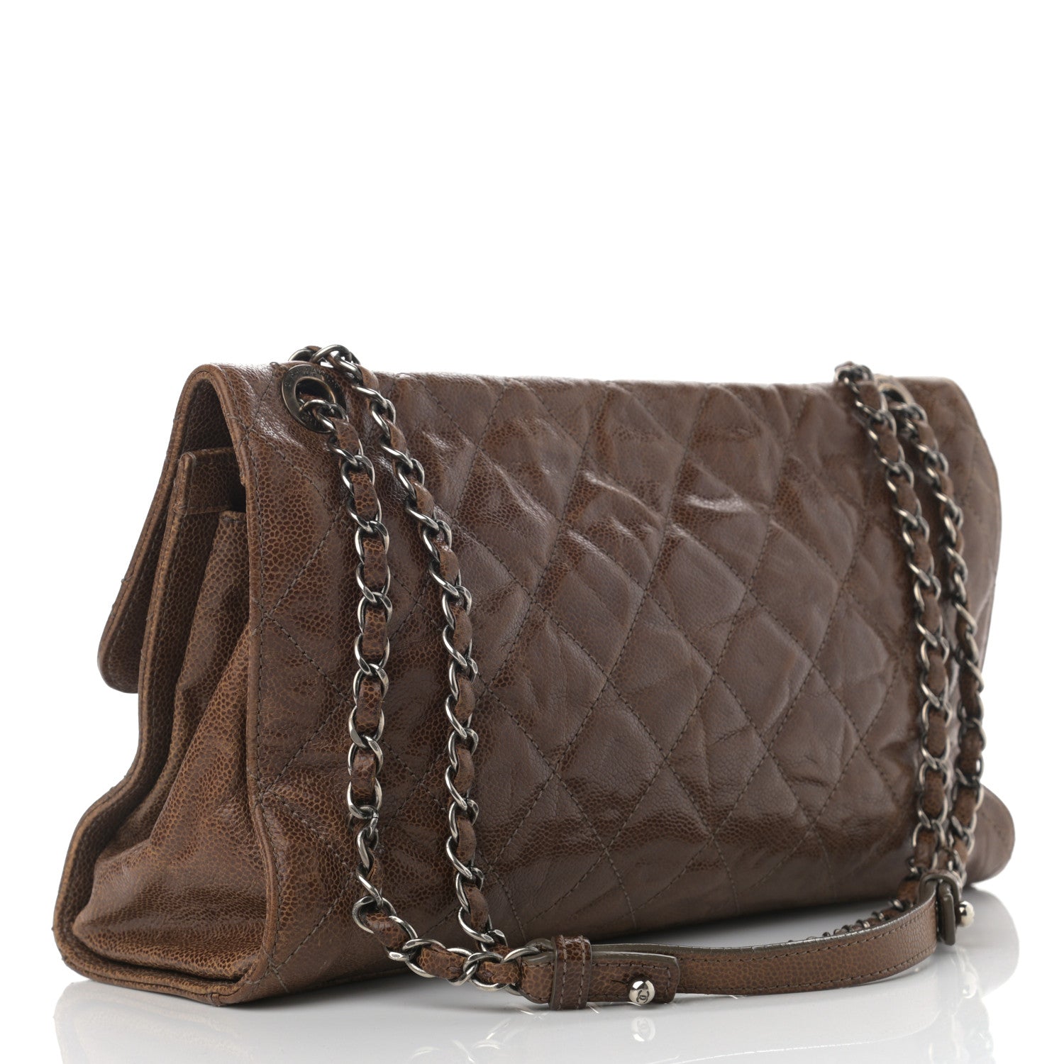 Chanel Crumpled Grained Calfskin Jumbo CC Crave Flap Beige 2 of 13
