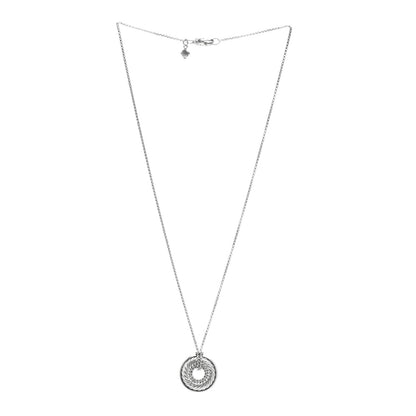 David Yurman Sterling Silver Diamond Sculpted Cable Disc Necklace 3 of 4