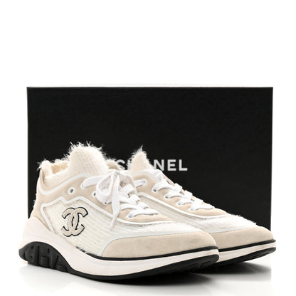 Chanel Fabric Calfskin Suede CC Womens Sneakers 40 White 8 of 8