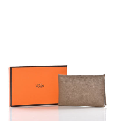 Hermes Epsom Calvi Card Case Etoupe 9 of 9