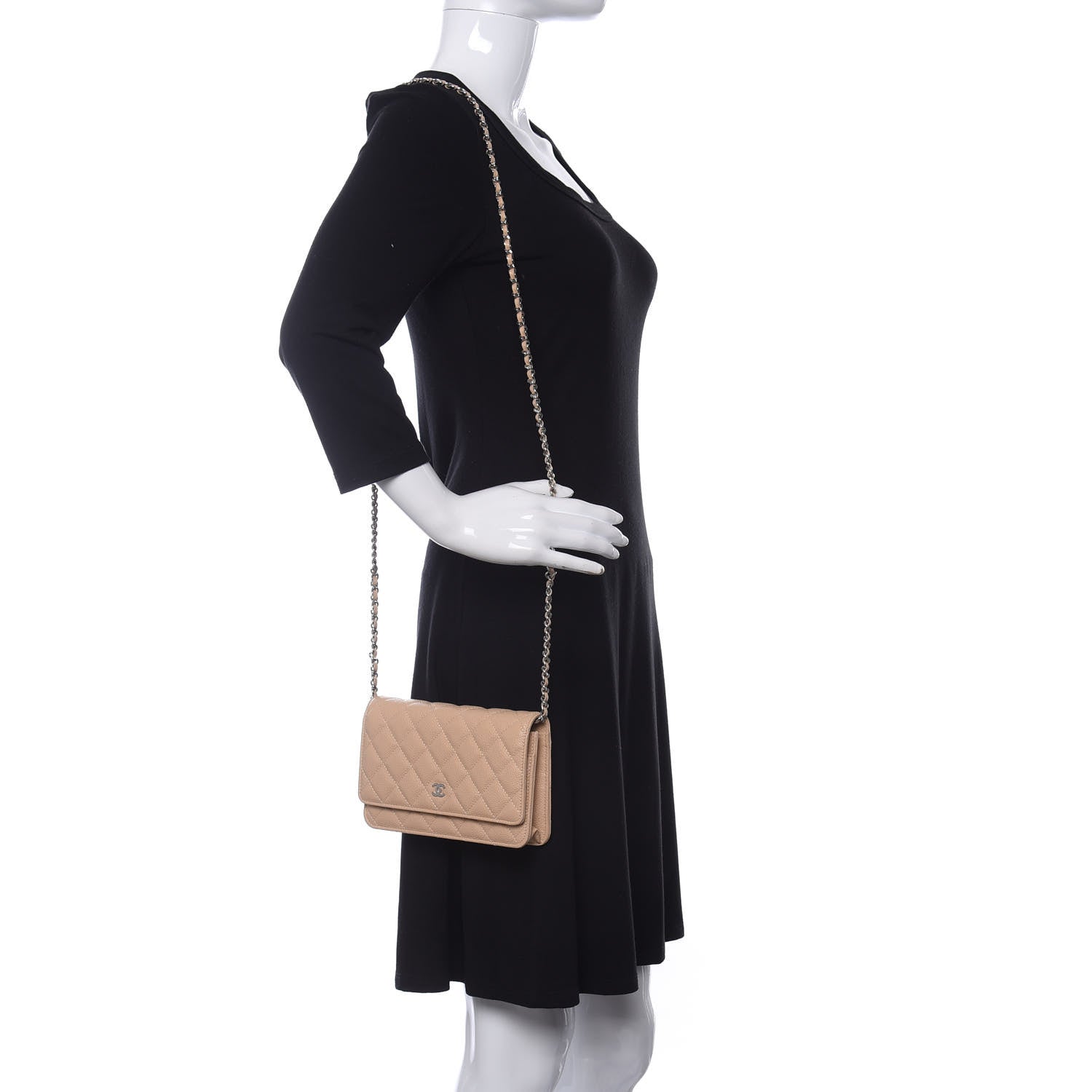 Chanel Caviar Quilted Wallet On Chain WOC Beige Clair 2 of 12