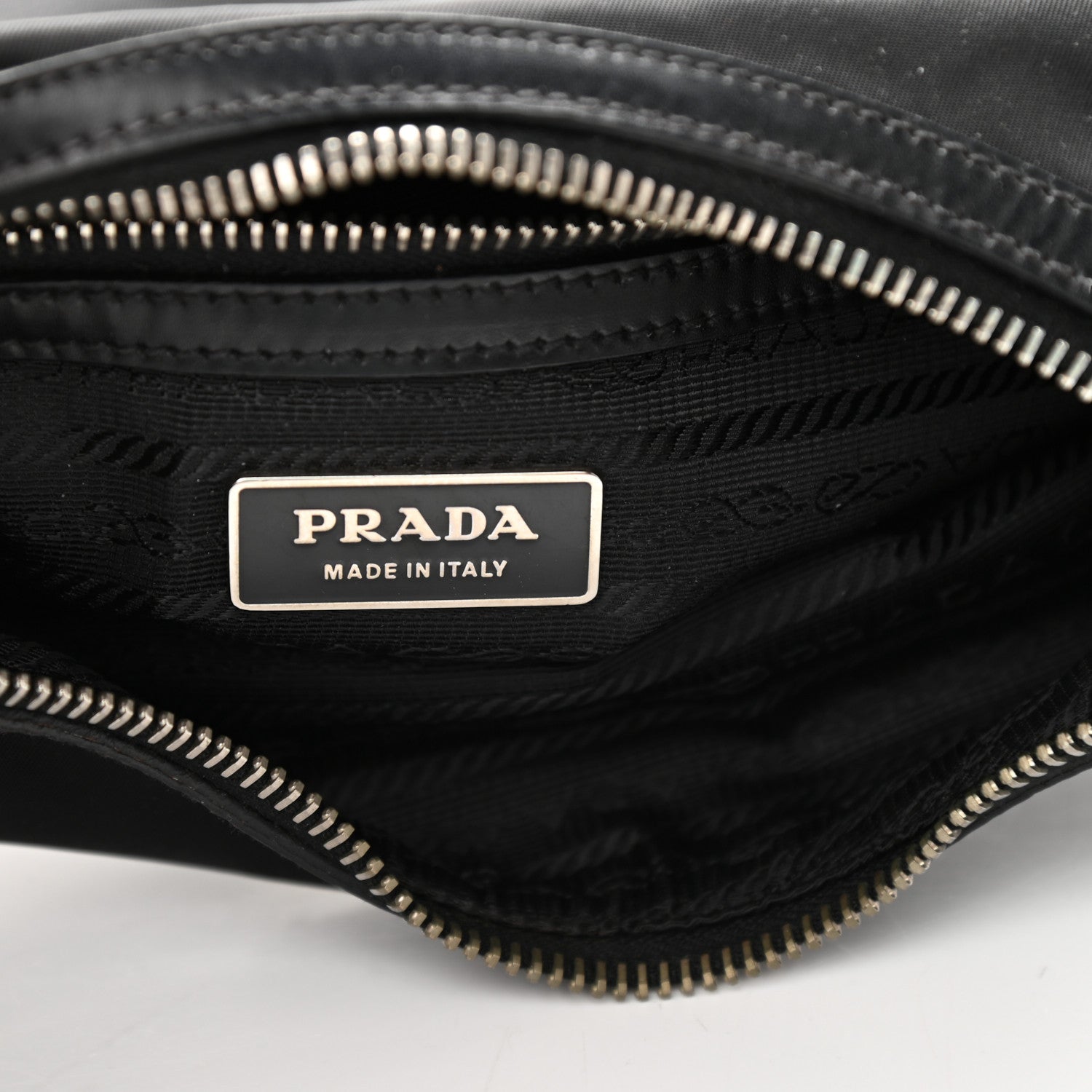 Prada Tessuto Nylon Calfskin Bag Black 6 of 9