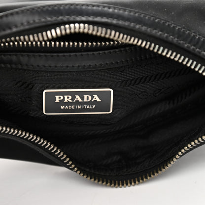 Prada Tessuto Nylon Calfskin Bag Black 6 of 9