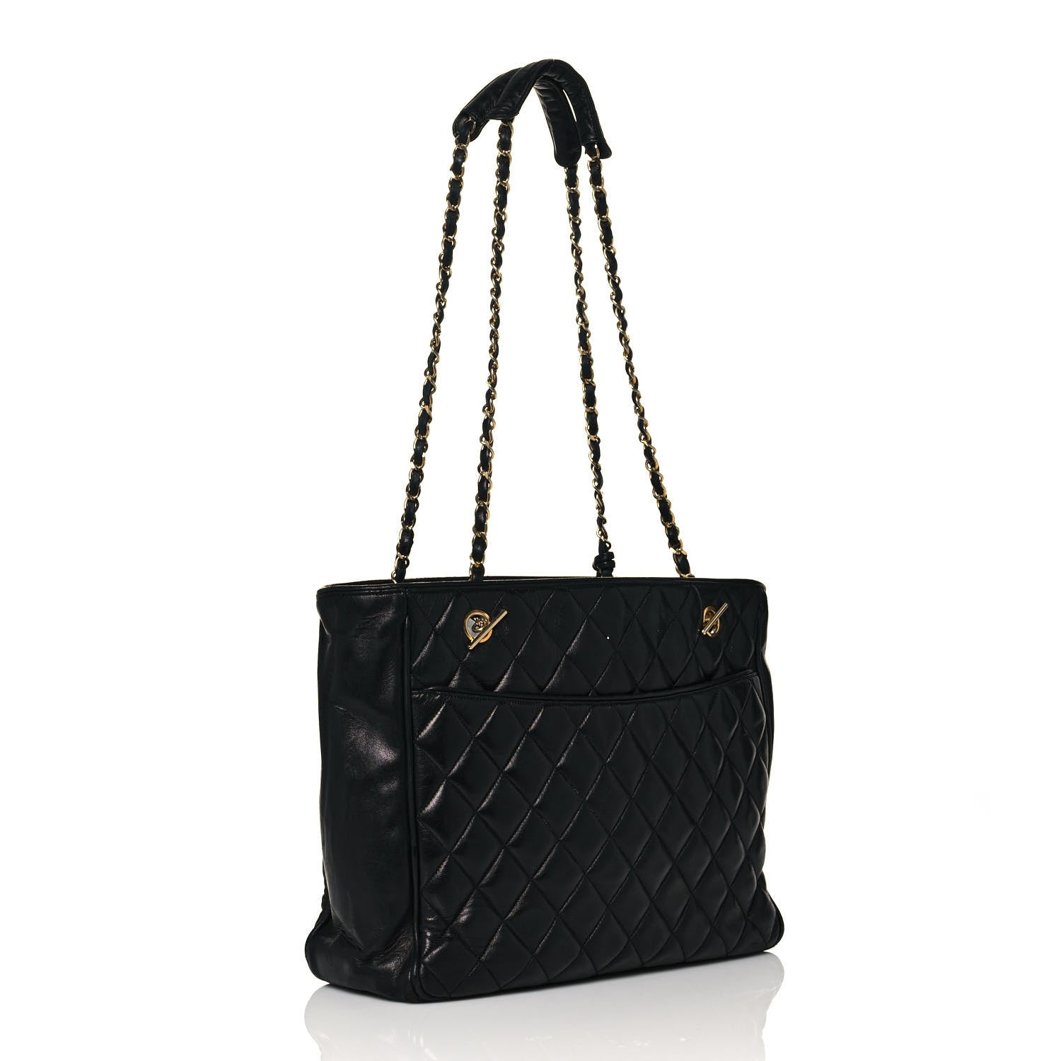 Chanel Lambskin Quilted Shopping Tote Black 2 of 18