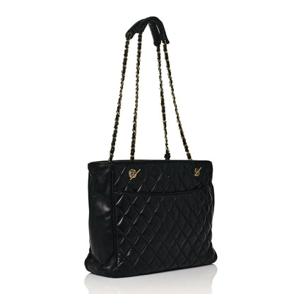 Chanel Lambskin Quilted Shopping Tote Black 2 of 18