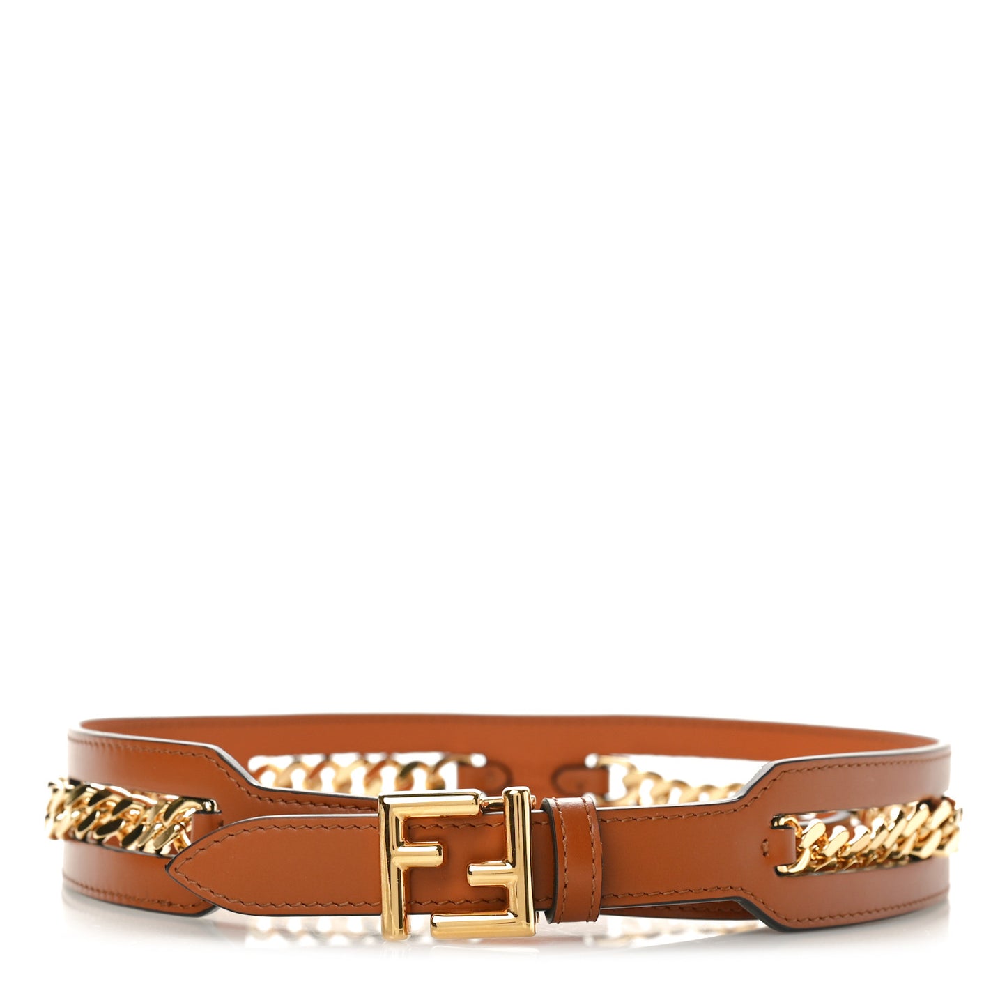 Calfskin Chain FF Belt Brown