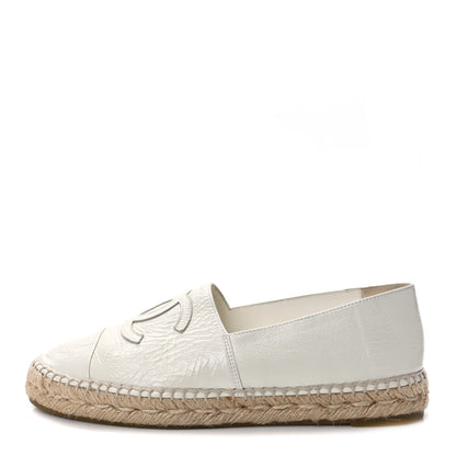 Chanel Distressed Patent CC Espadrilles 39 White 1 of 8