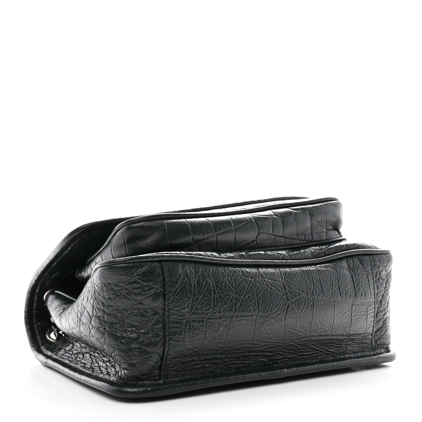 Calfskin Crocodile Embossed Monogram Baby Niki Chain Satchel Algea
