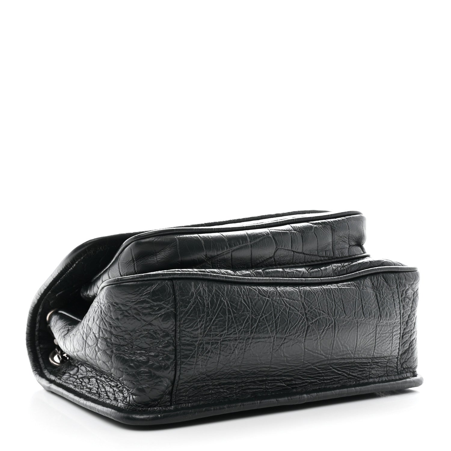 Saint Laurent Calfskin Crocodile Embossed Monogram Baby Niki Chain Satchel Algea 4 of 11