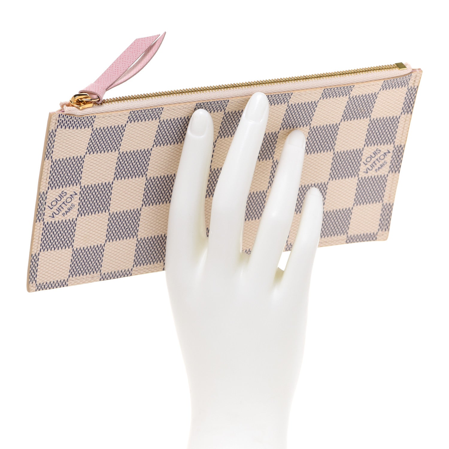 Louis Vuitton Damier Azur Felicie Chain Wallet Zippered Insert Rose Ballerine 2 of 6