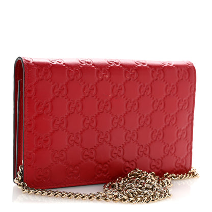 Gucci Guccissima Signature Bowy Chain Wallet Hibiscus Red 3 of 12