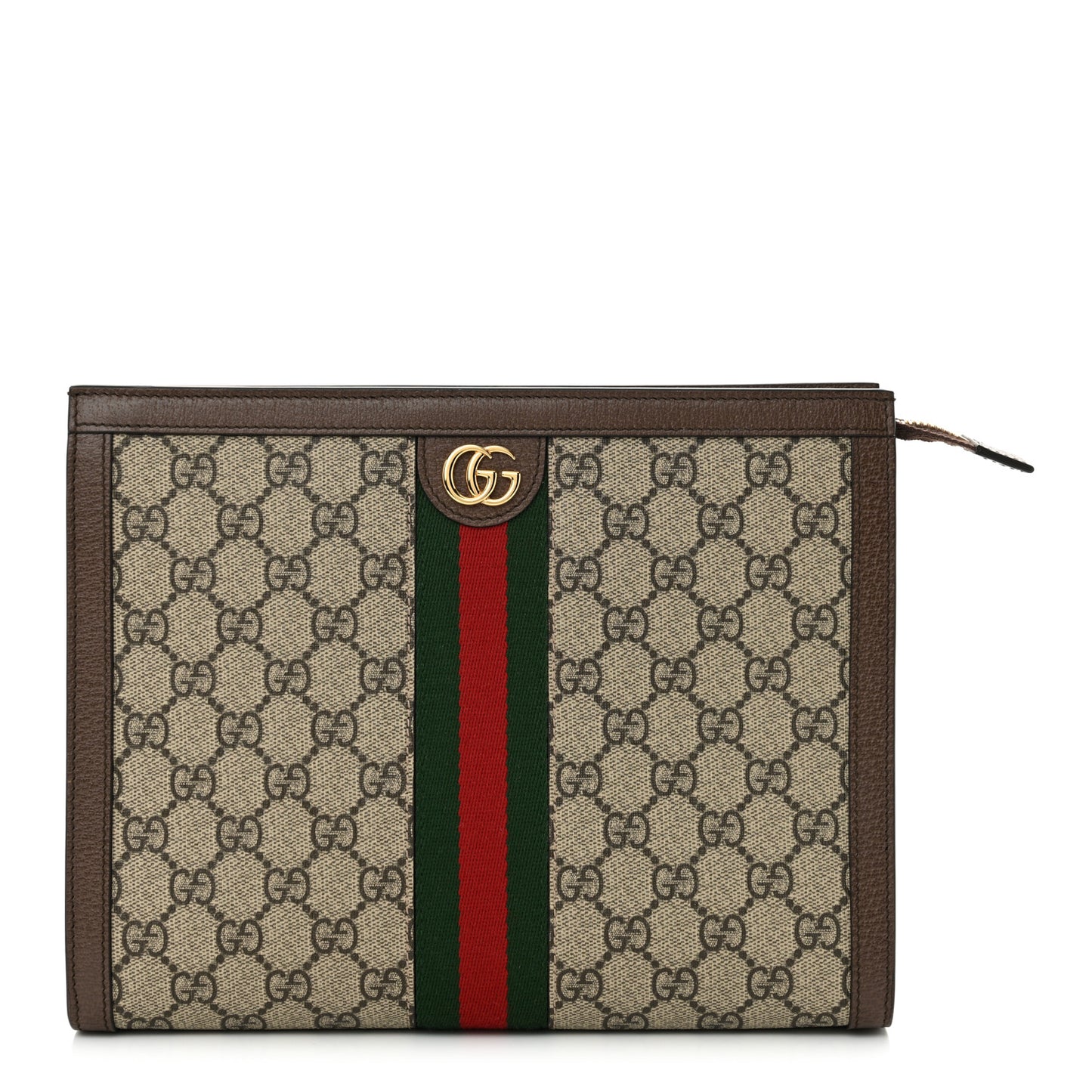 GG Supreme Monogram Web Ophidia Pouch Brown