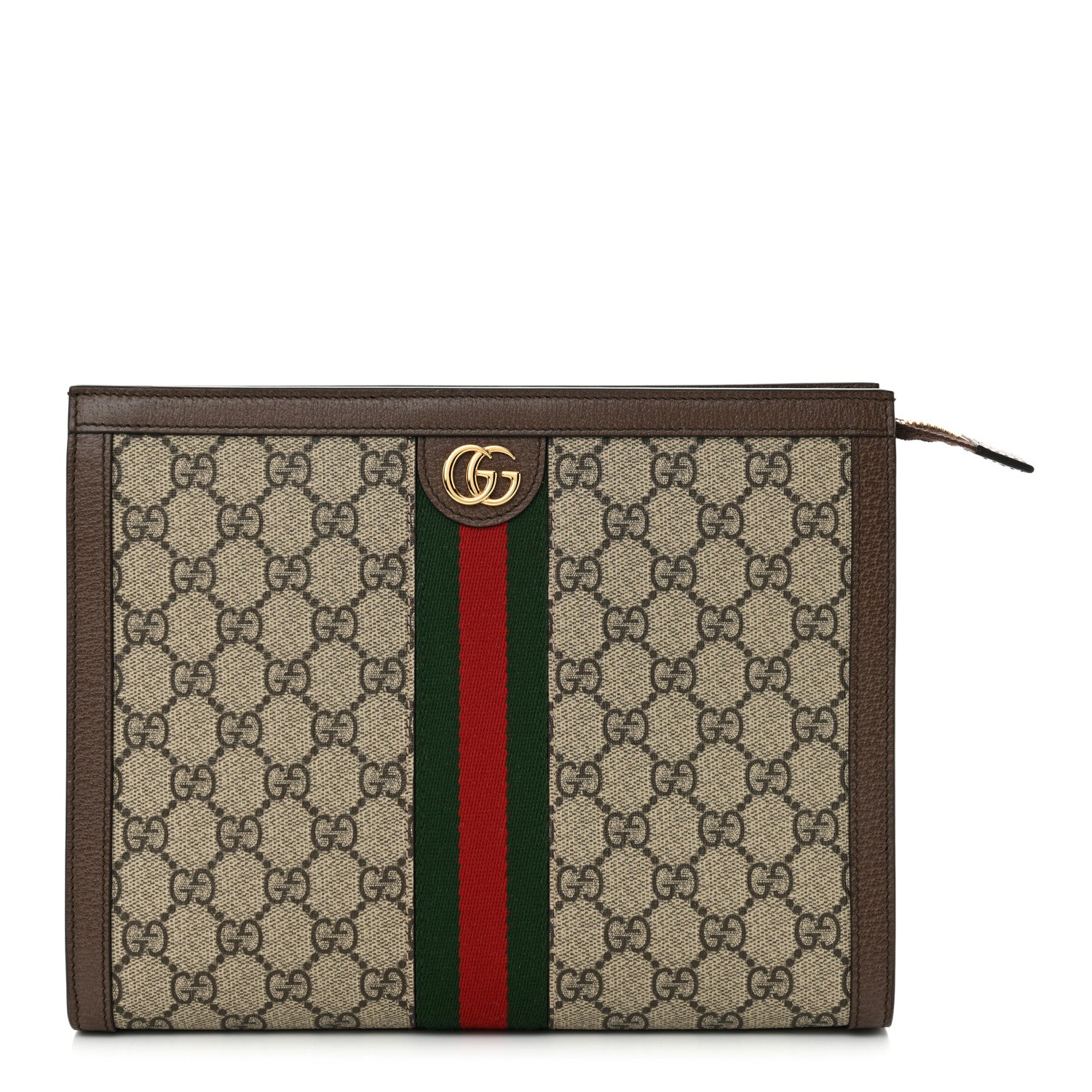 Gucci GG Supreme Monogram Web Ophidia Pouch Brown 1 of 11