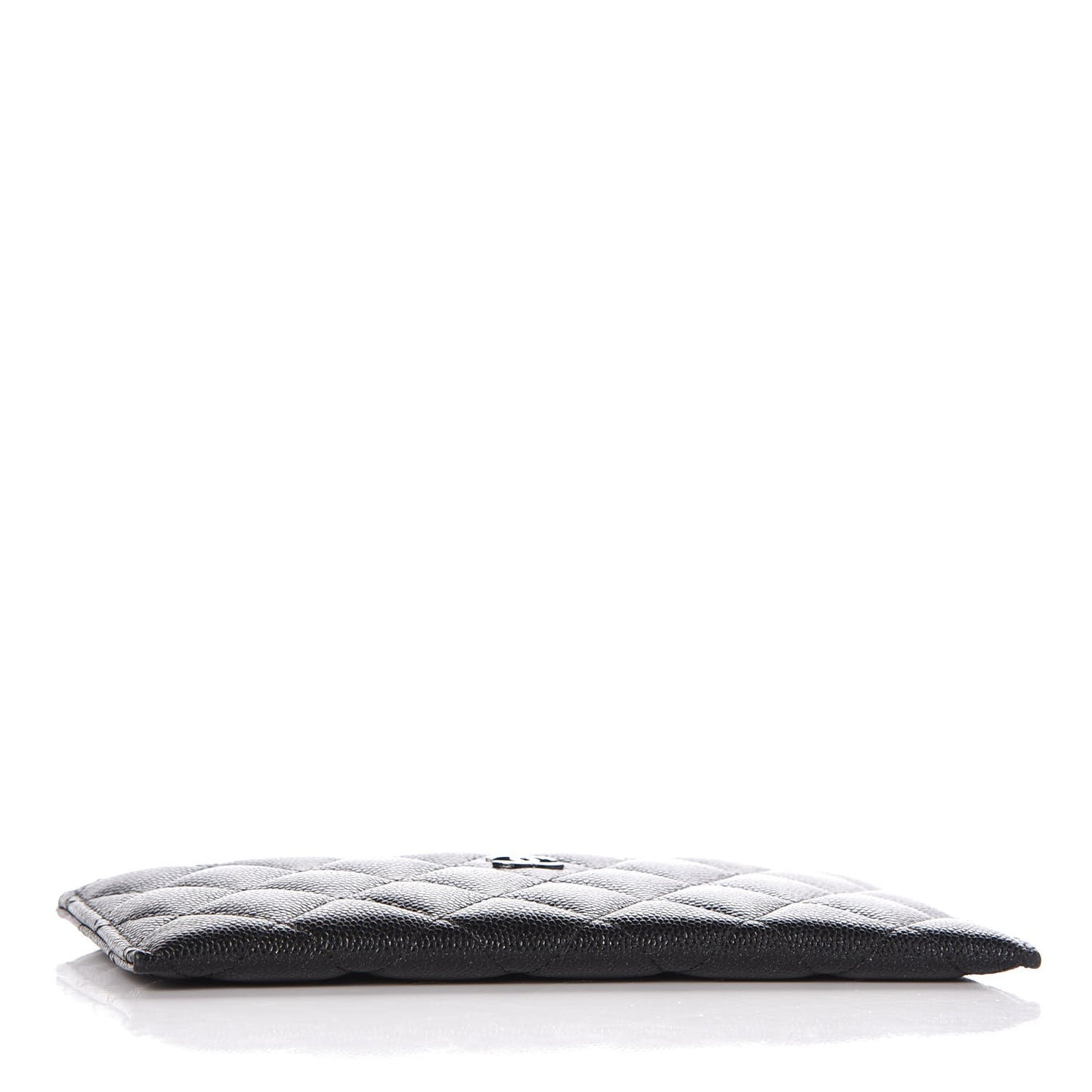 Iridescent Caviar Quilted Classic Zip Pouch Black