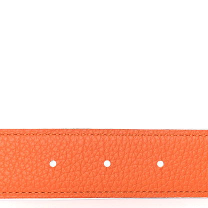 Hermes Box Togo 32mm Martelee H Belt 80 Chocolate Orange 3 of 4