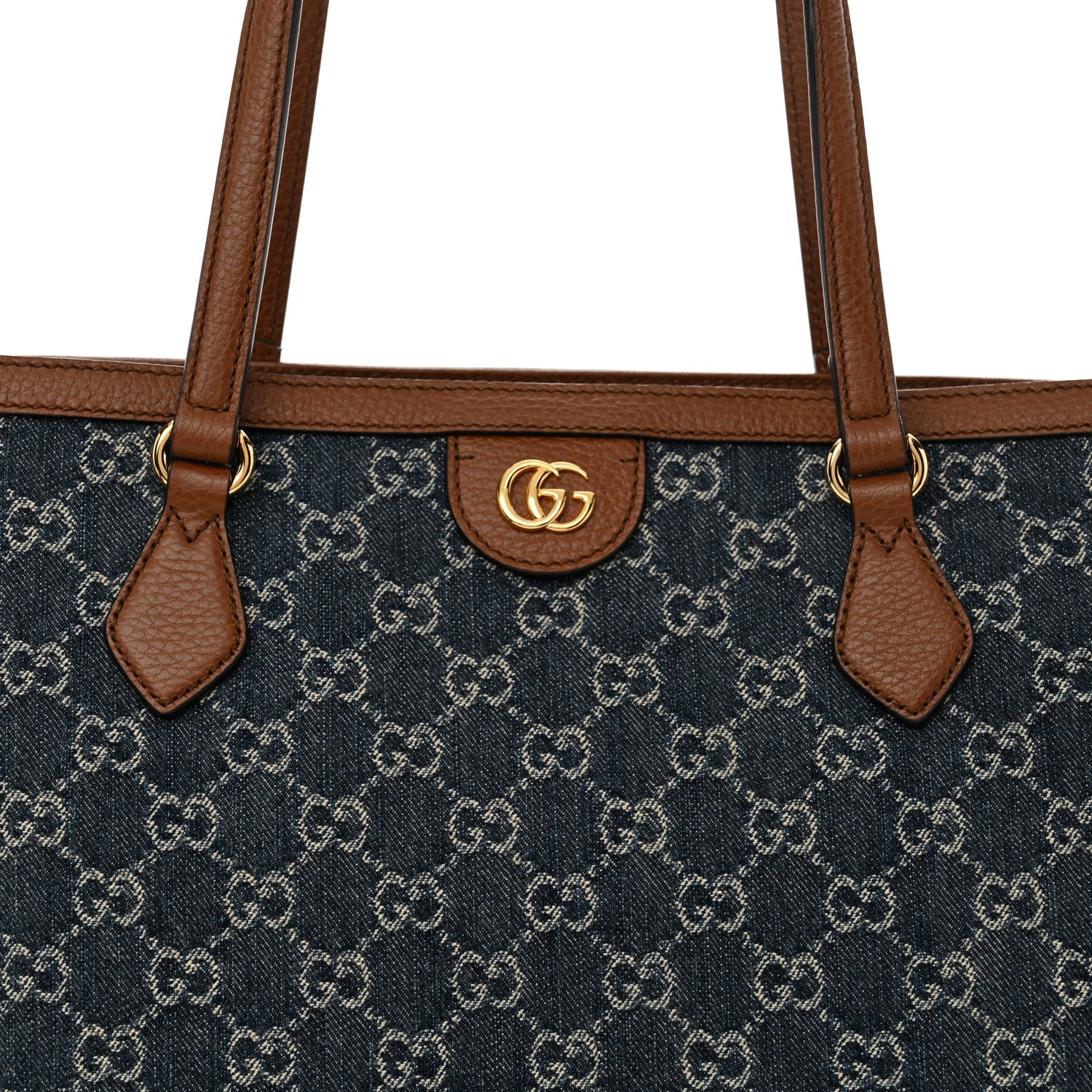 Gucci New Denim GG Monogram Medium Ophidia Shopping Tote Blue Tea Cuir 8 of 11