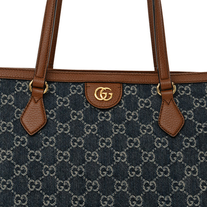 Gucci New Denim GG Monogram Medium Ophidia Shopping Tote Blue Tea Cuir 8 of 11