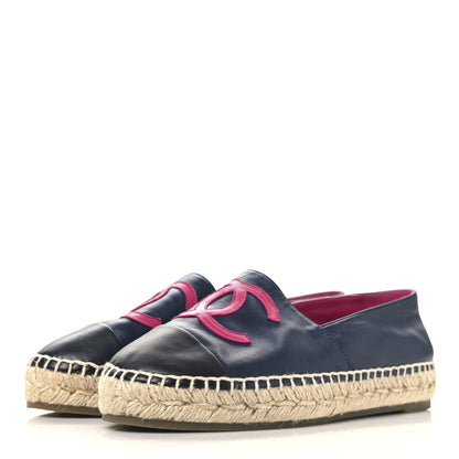 Chanel Lambskin CC Espadrilles 38 Navy Fuchsia Black 4 of 10